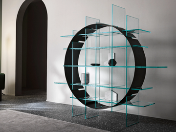 PARADIGMA - Freestanding double-sided plate and glass bookcase by Tonelli Design - view 2